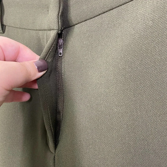 Gerard Darel Olive Green Quilted Zipper Pocket Leggings Pants Size 38 / US 6 - Picture 3 of 10